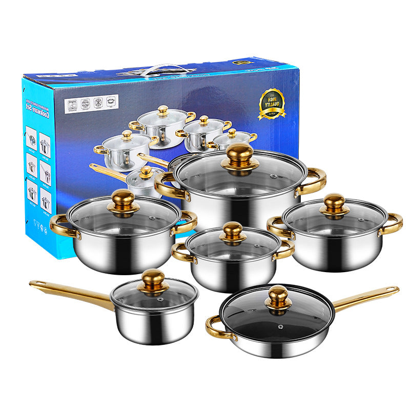 Gold Dual-sided Stockpot Colorful 12-piece Set