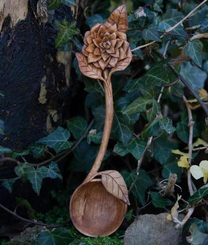 Hand Carved Spoon Wooden Craft Ornament