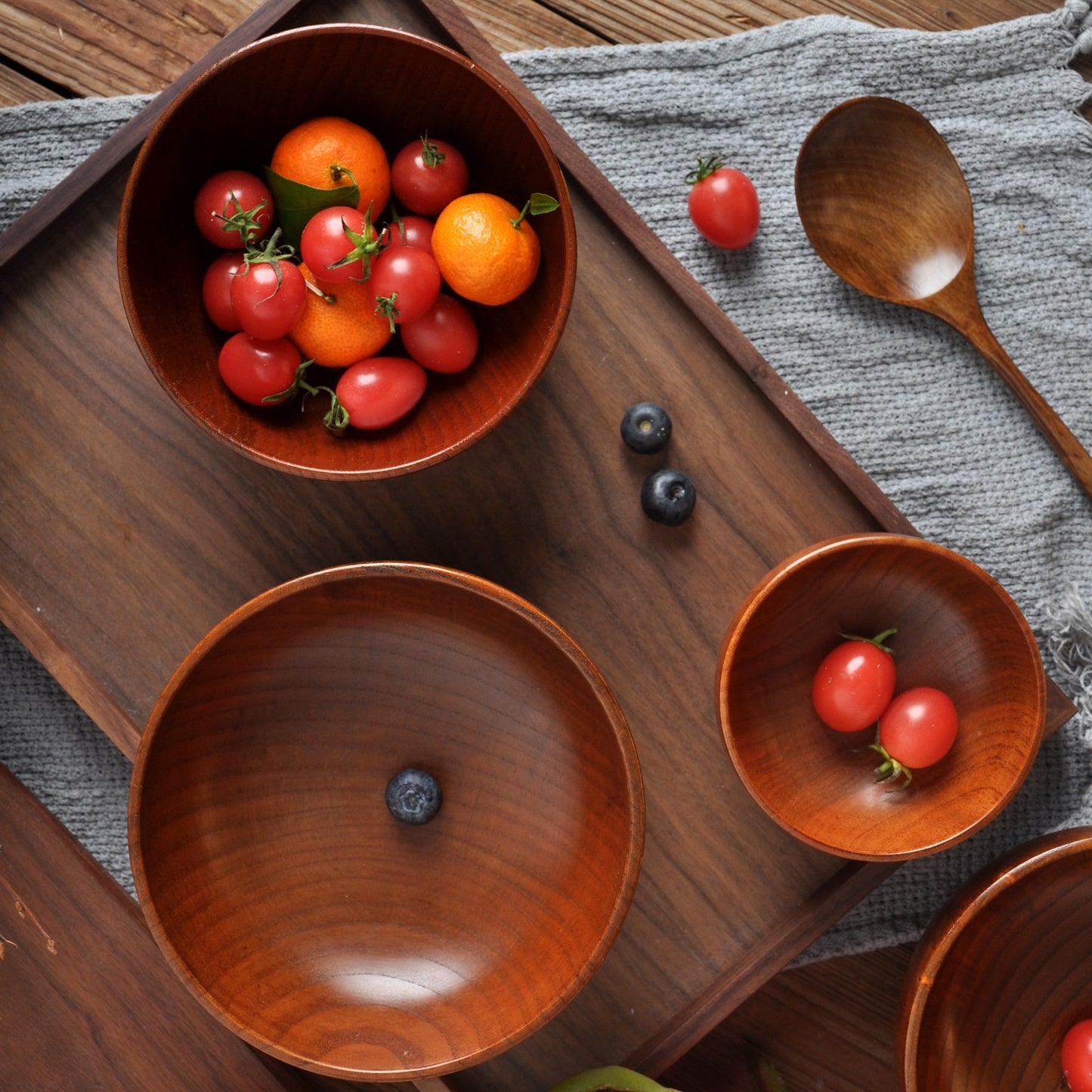 Solid Wood Bowl Large Small Size Soup Bowl Noodle Bowl Household Tableware
