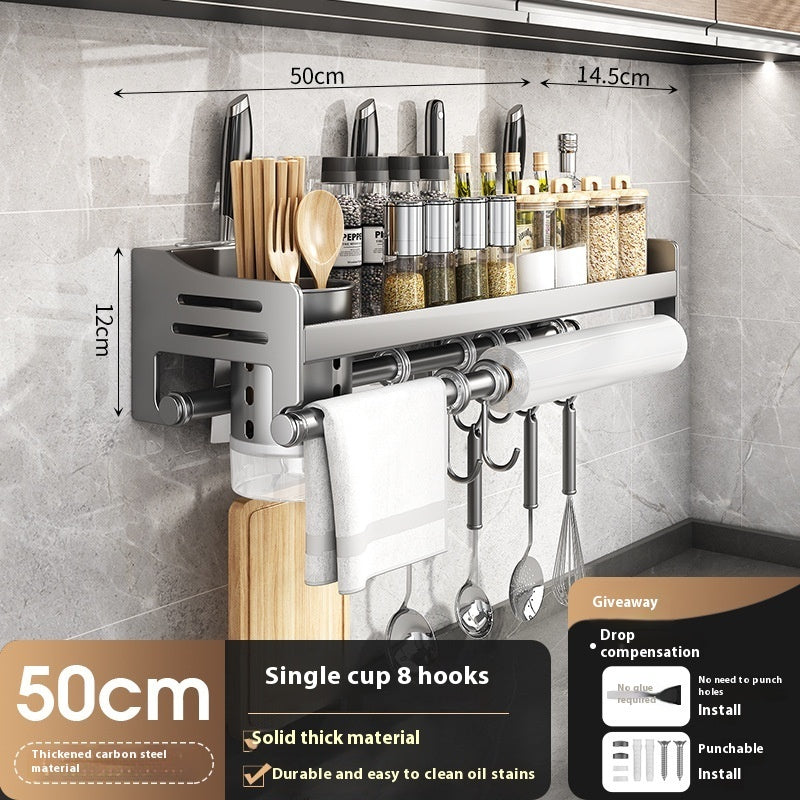 Kitchen Multifunctional Wall Mount Punch-free Storage Rack