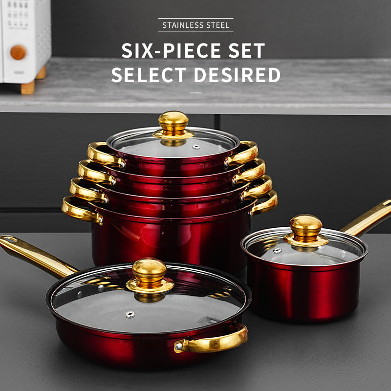 Gold Dual-sided Stockpot Colorful 12-piece Set