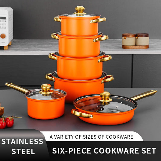 Gold Dual-sided Stockpot Colorful 12-piece Set