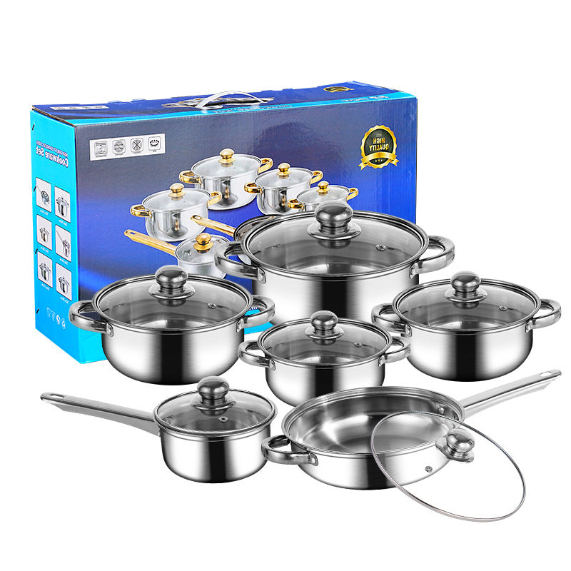 Gold Dual-sided Stockpot Colorful 12-piece Set