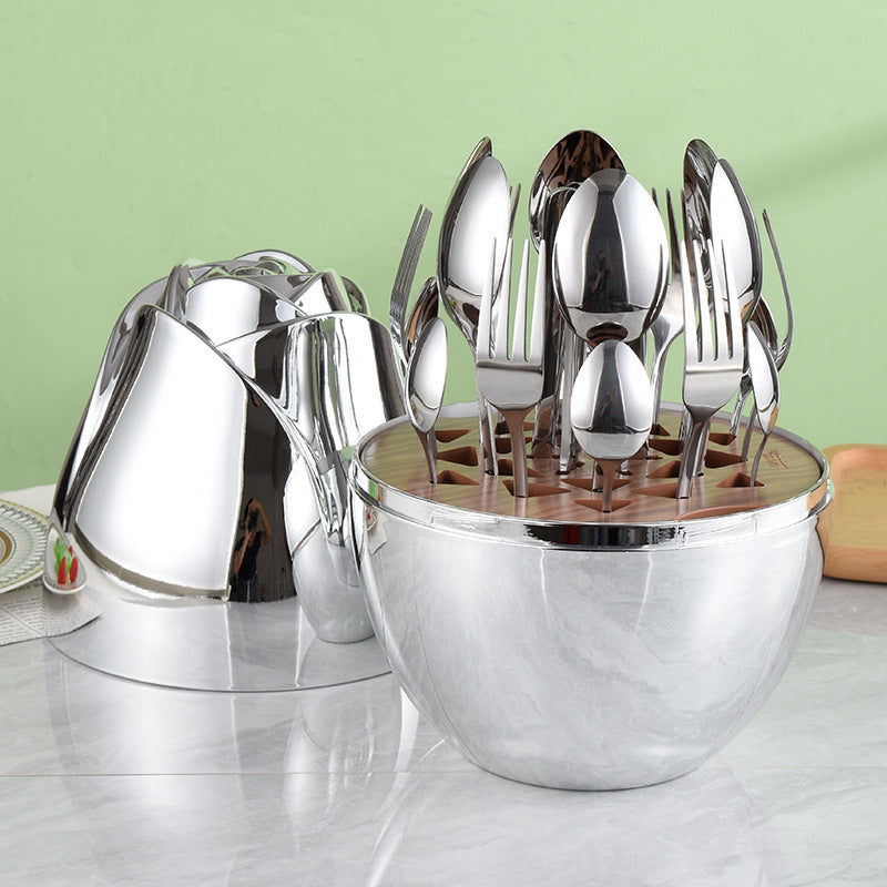 24 Pieces Stainless Steel Knife Fork And Spoon Western Dinner Set Ornaments