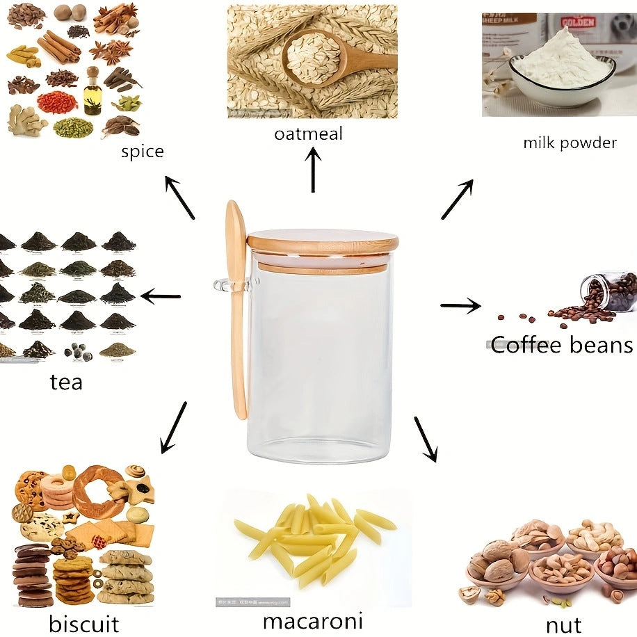 Yogurt Oatmeal With Spoon And Lid Sealed Jar Kitchen Storage Glass Jar