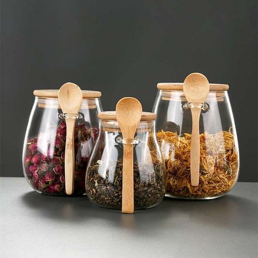 Large Capacity Transparent Glass Grains Snack Storage Sealed Cans