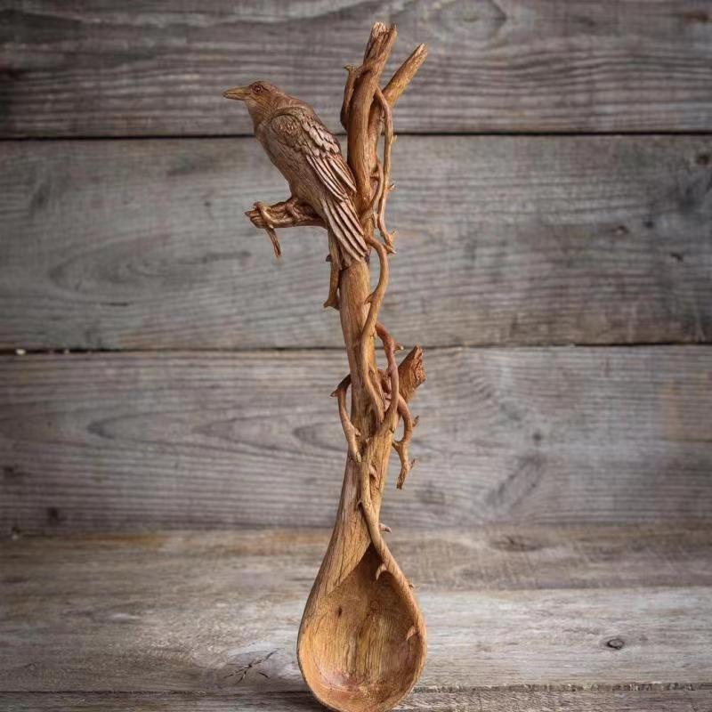 Hand Carved Spoon Wooden Craft Ornament