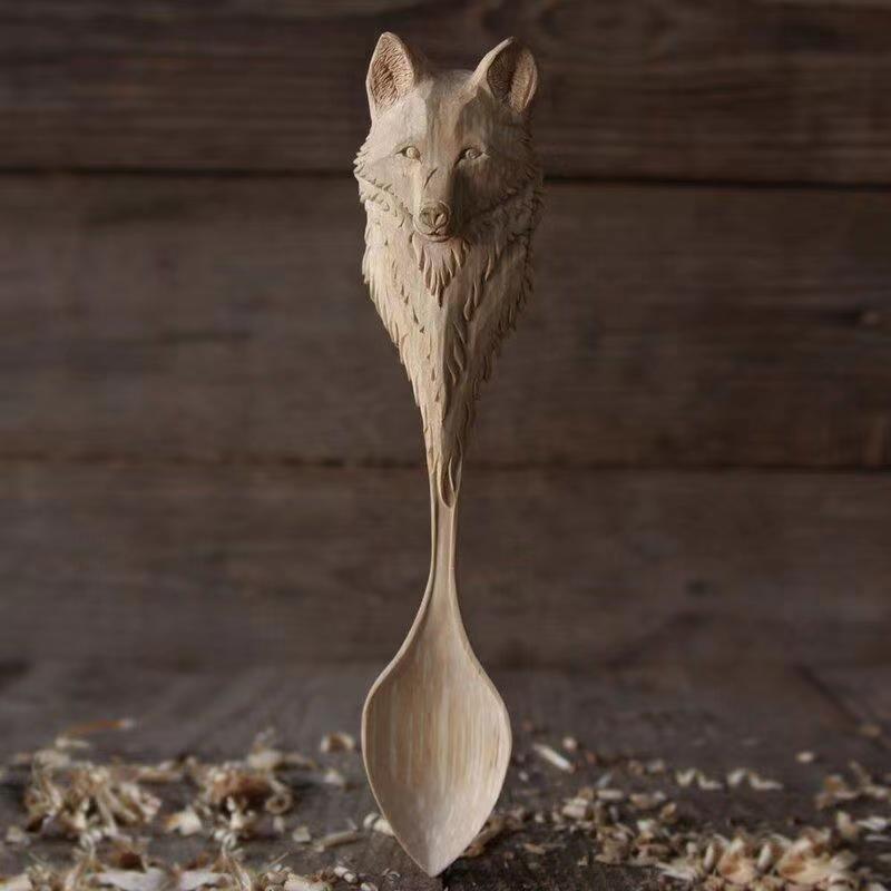 Hand Carved Spoon Wooden Craft Ornament