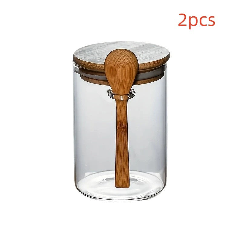 Yogurt Oatmeal With Spoon And Lid Sealed Jar Kitchen Storage Glass Jar